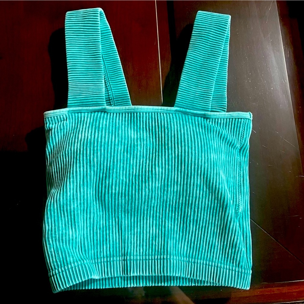 Zenana Outfitters Teal Blue Ribbed Sleeveless Tank Top Padded Bralette